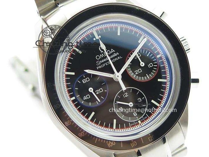 0510 Speedmaster MoonWatch  Apollo 16 Black Dial On SS Bracelet Supportive 8231